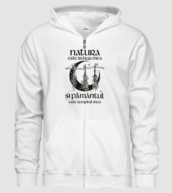 Natura este religia mea model alb pe tricou