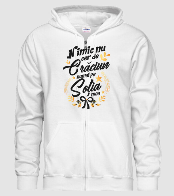 nimic nu cer de Crăciun, numai pe soția mea model alb pe tricou