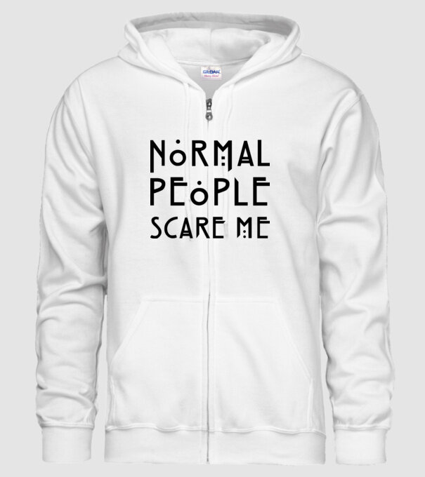 Normal people scare me model alb pe tricou