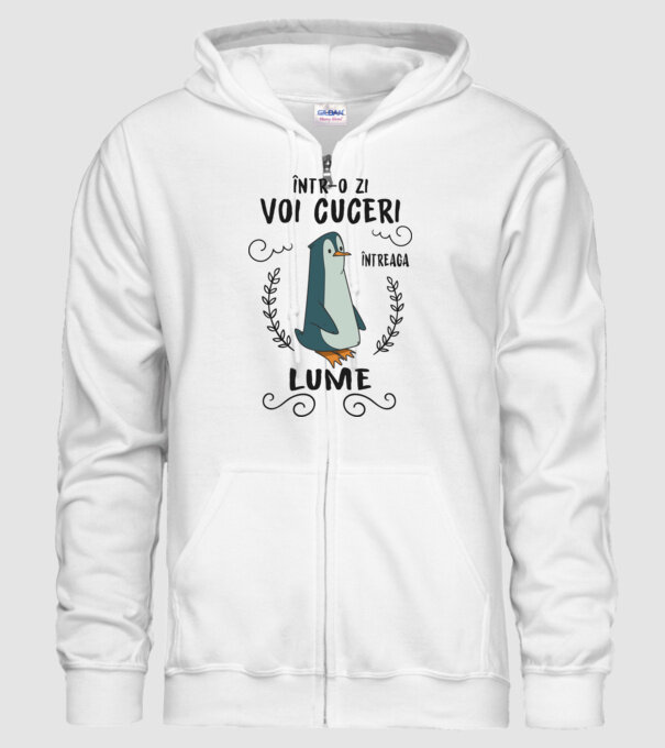 Într-o zi voi cuceri întreaga lume model alb pe tricou