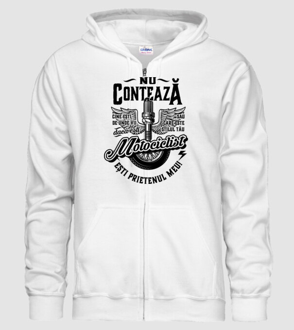 Nu contează cine ești, de unde vii sau care este stilul tău, dacă ești motociclist ești prietenul meu! model alb pe tricou