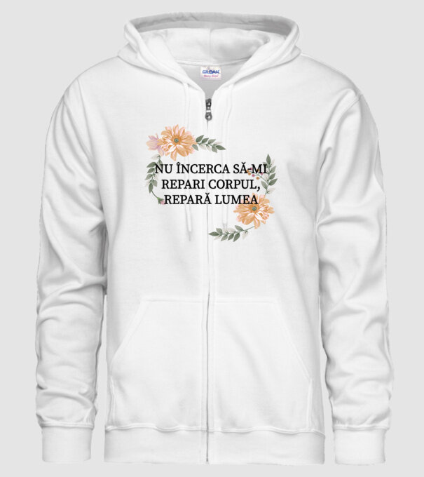 nu încerca să-mi repari corpul, repară lumea model alb pe tricou