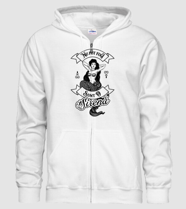 Nu pot fugi, sunt o sirenă model alb pe tricou