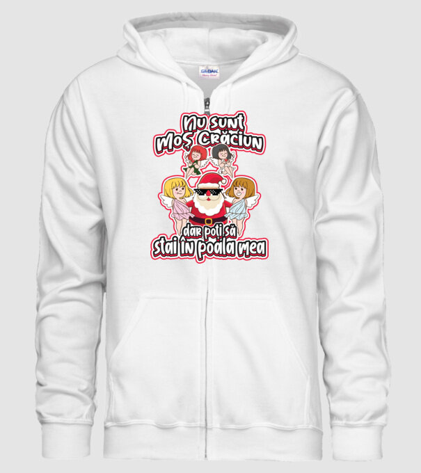 Nu sunt Moș Crăciun, dar poți să stai în poala mea model alb pe tricou