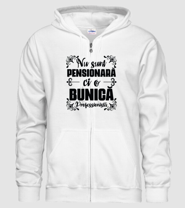 Nu sunt_ pensionară, ci o bunică profesionistă model alb pe tricou