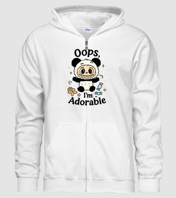 Oops, I'm adorable model alb pe tricou