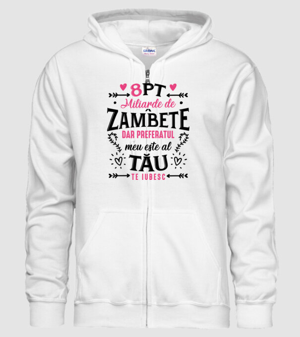 Opt miliarde de zâmbete model alb pe tricou