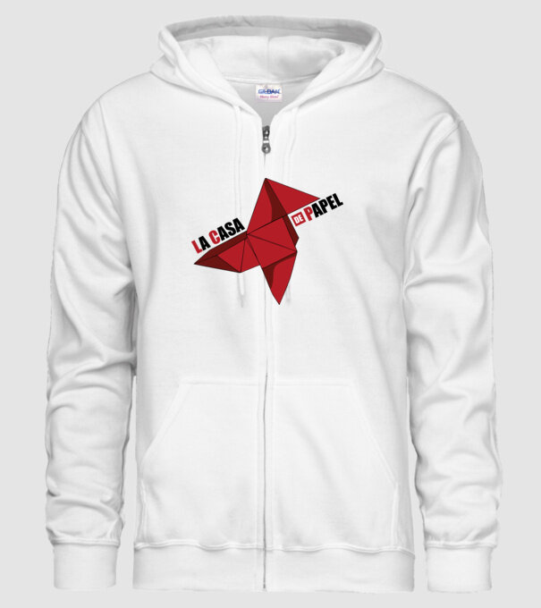 origami la casa de papel white model alb pe tricou