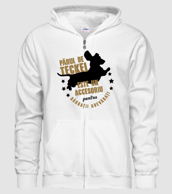 părul de teckel este un accesoriu pentru bărbații adevărați model alb pe tricou