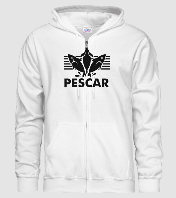 Pescar original model alb pe tricou