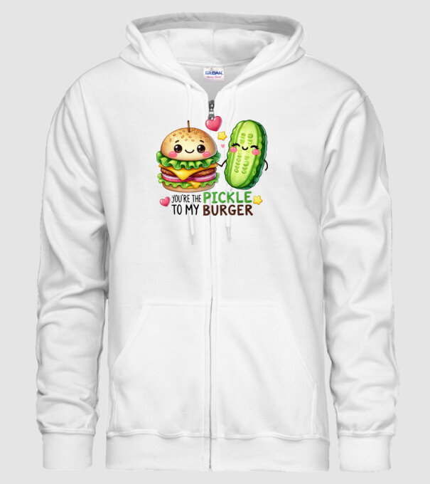 Pickle to my Burger model alb pe tricou
