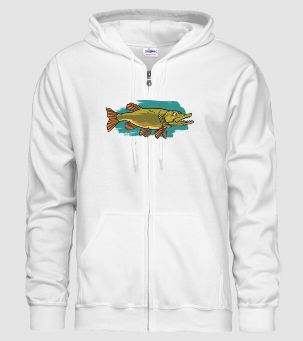 Pike model alb pe tricou