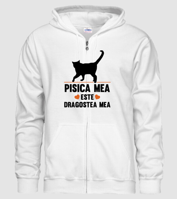 Pisica mea este dragostea mea model alb pe tricou