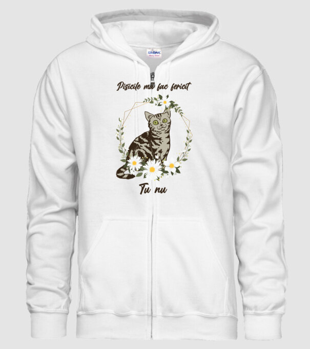 Pisicile mă fac fericit(ă), tu nu model alb pe tricou