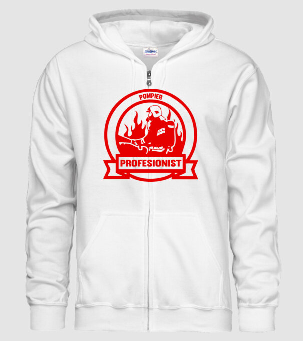 Pompier profesionist model alb pe tricou