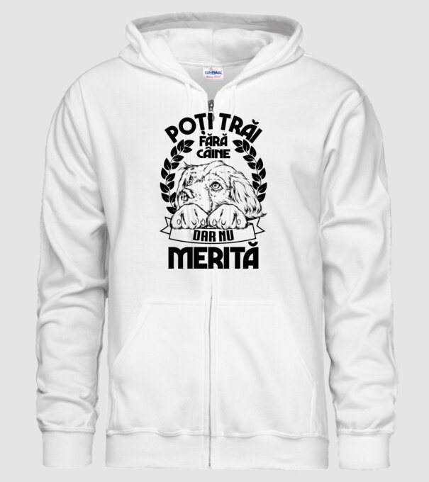 Poți trăi fără câine, dar nu merită model alb pe tricou