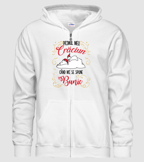 Primul meu Crăciun când mi se spune bunic! model alb pe tricou