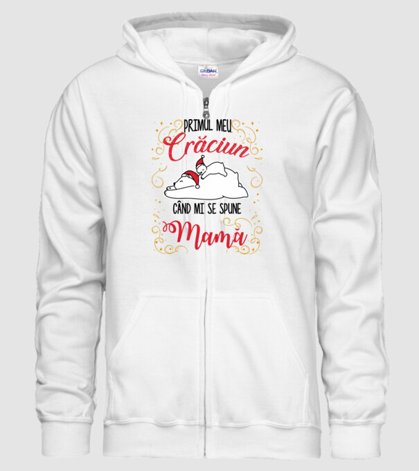 Primul meu Crăciun când mi se spune mamă! model alb pe tricou