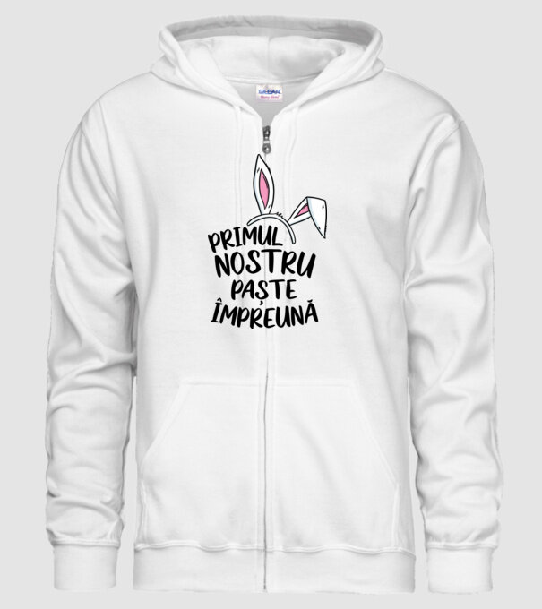 Primul nostru Paște împreună model alb pe tricou