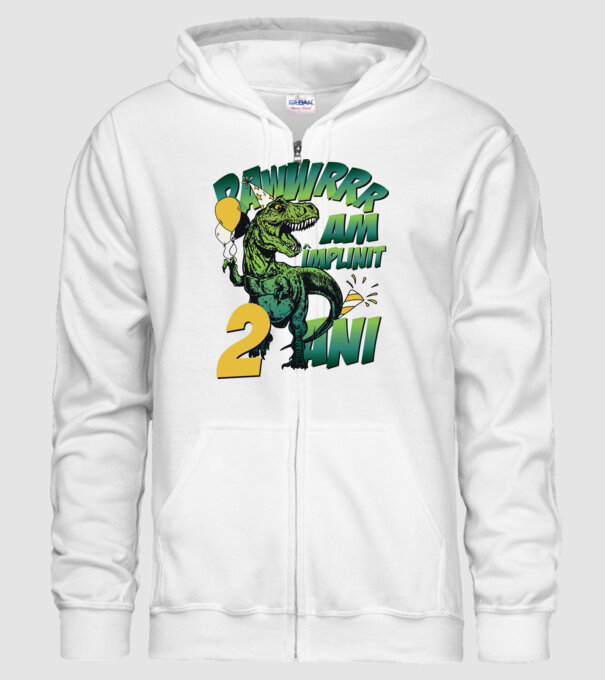 Rawr Am împlinit 2 ani model alb pe tricou
