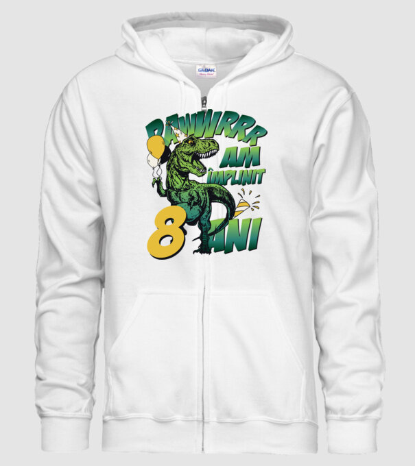 Rawr Am împlinit 8 ani model alb pe tricou