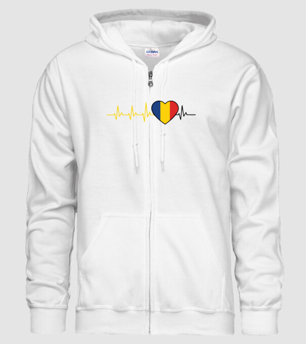 România heartbeat model alb pe tricou