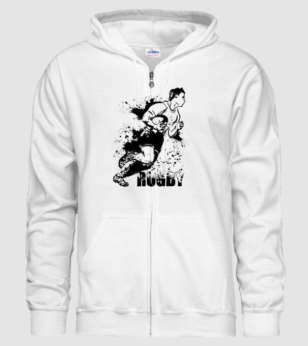 Rugby model alb pe tricou