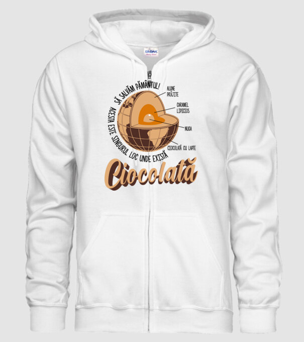 să salvăm Pământul! acesta este singurul loc unde există ciocolată - alune prăjite, caramel lipicios, nuga, ciocolată cu lapte model alb pe tricou