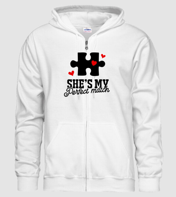 She is my perfect match model alb pe tricou