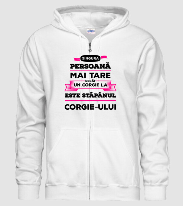 singura persoană mai tare decât un Corgie la este stăpânul Corgie-ului model alb pe tricou