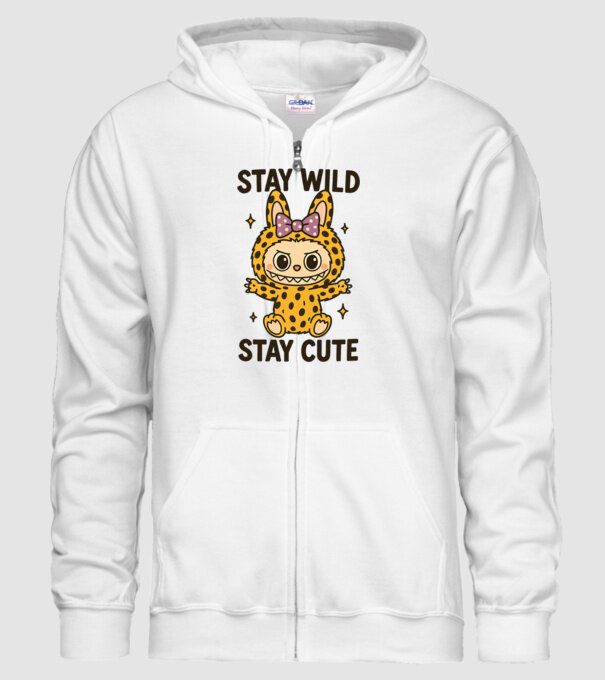 Stay wild - Labubu model alb pe tricou