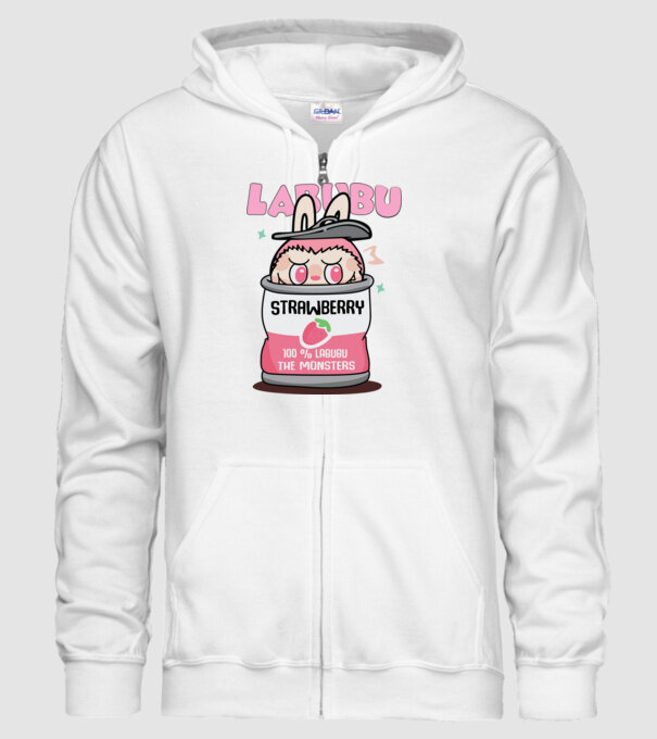 Strawberry Labubu model alb pe tricou