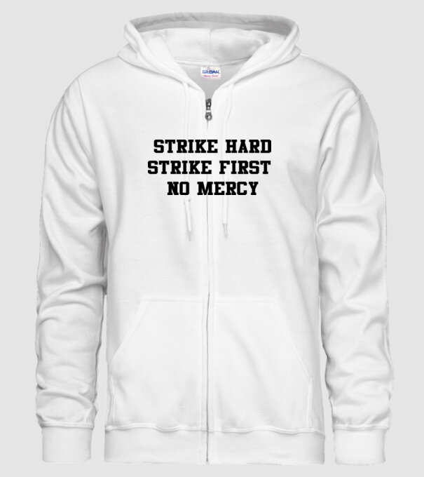 Strike hard strike first quote model alb pe tricou