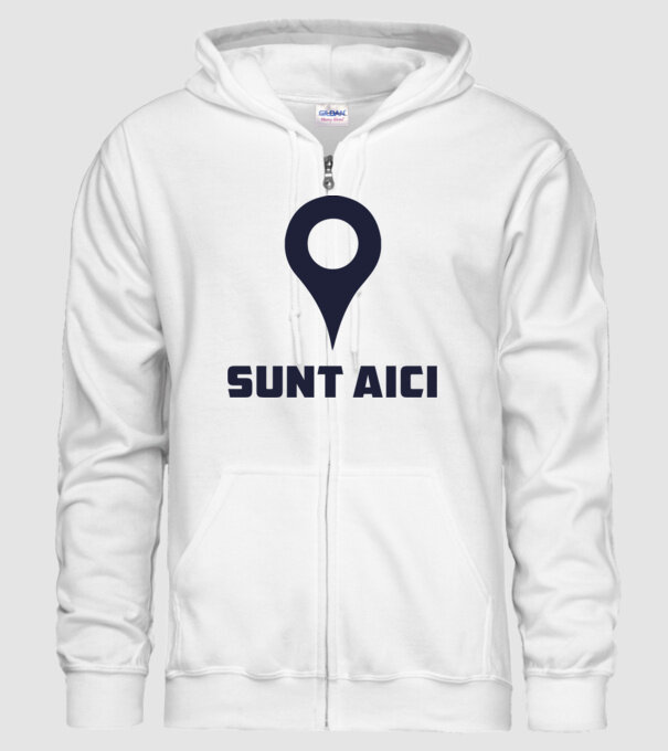 Sunt Aici model alb pe tricou