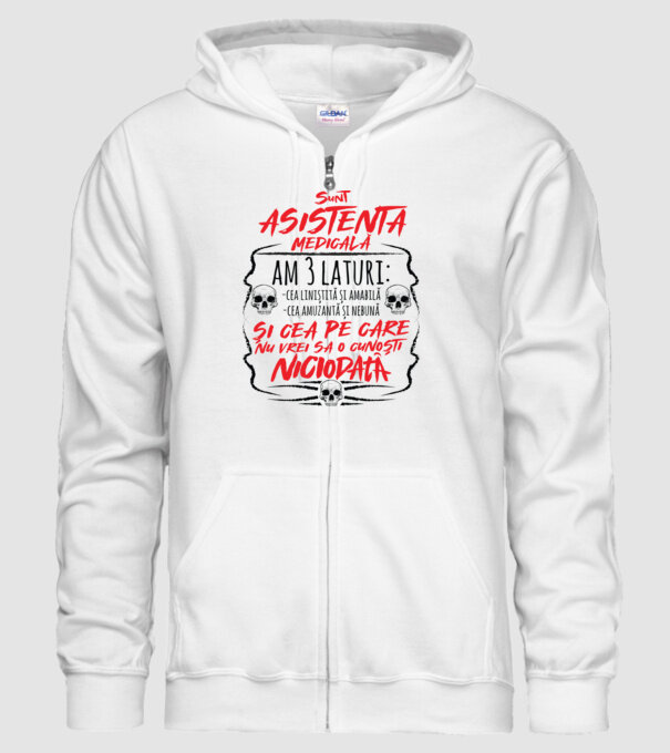 Sunt asistentă medicală am 3 laturi model alb pe tricou