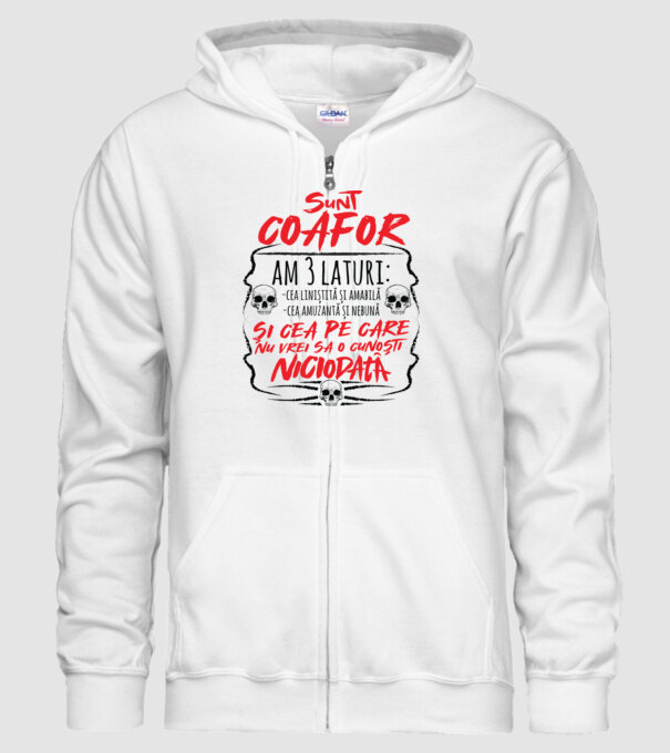 sunt coafor am 3 laturi model alb pe tricou
