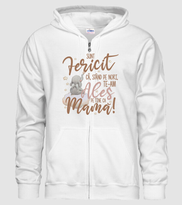 Sunt fericit că, stând pe nori, te-am ales pe tine ca mamă! model alb pe tricou