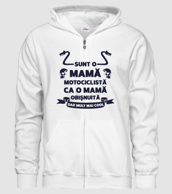 sunt o mamă motociclistă, ca o mamă obișnuită, dar mult mai cool model alb pe tricou