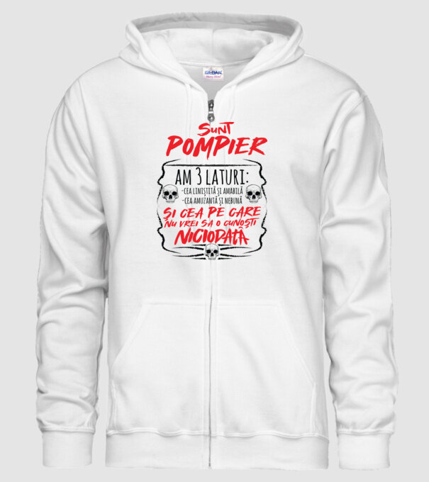 sunt pompier am 3 laturi model alb pe tricou