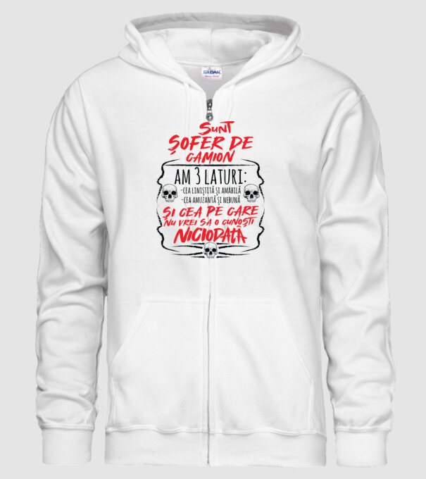 sunt șofer de camion am 3 laturi model alb pe tricou
