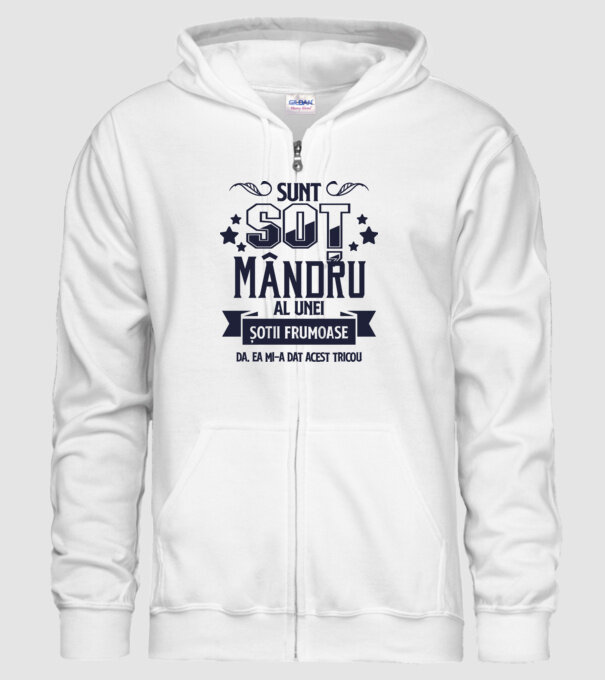 Sunt soț mândru al unei soții frumoase - da, ea mi-a dat acest tricou model alb pe tricou