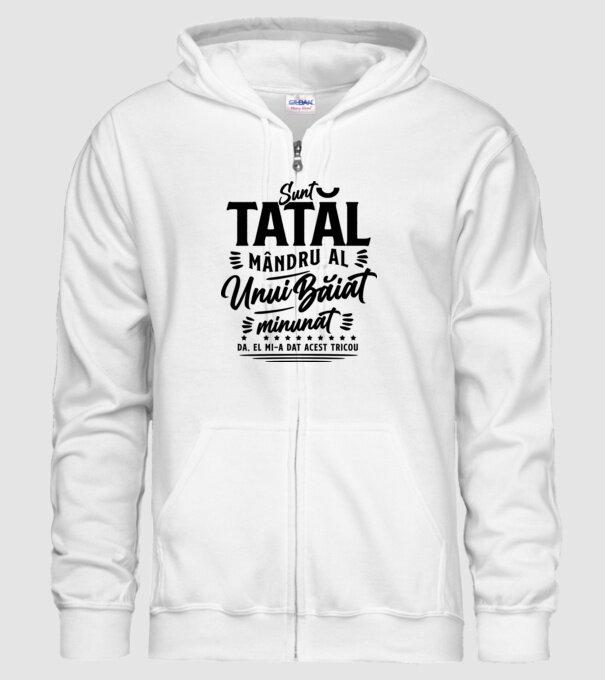 Sunt tatăl mândru al unui băiat minunat - da, el mi-a dat acest tricou model alb pe tricou