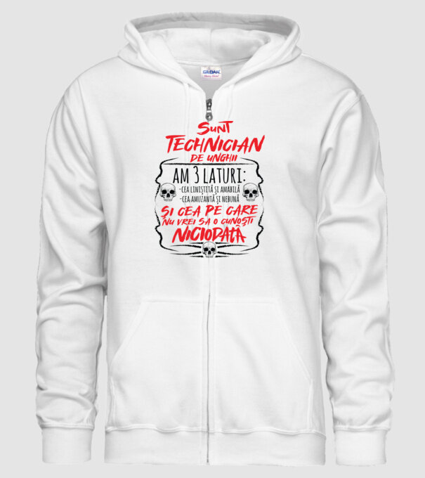 sunt tehnician de unghii am 3 laturi model alb pe tricou