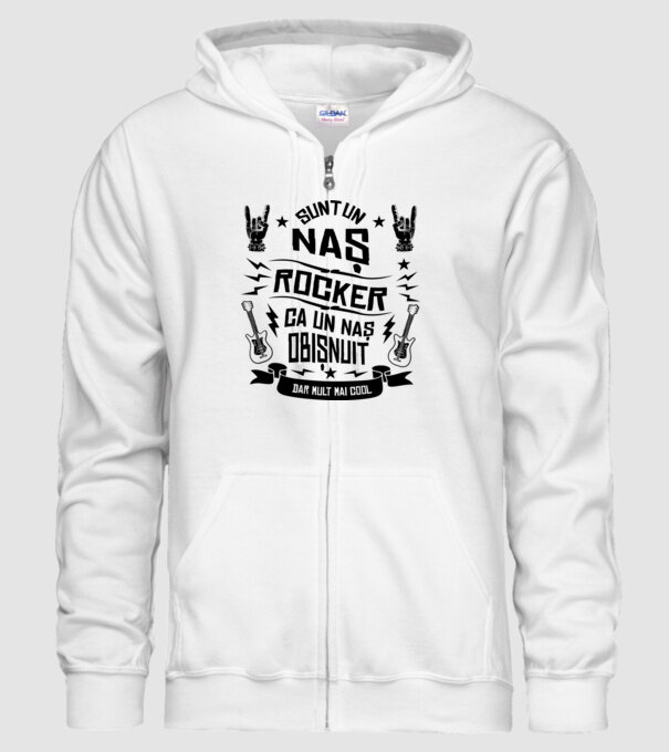 Sunt un naș rocker, ca un naș obișnuit, dar mult mai cool model alb pe tricou