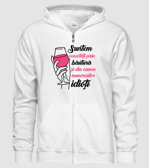 suntem conectați prin băutură și din cauza numeroșilor idioți model alb pe tricou