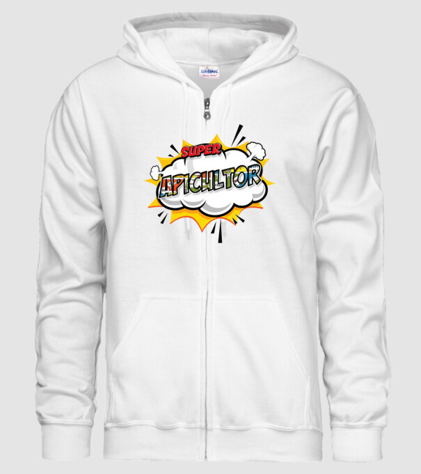 Super Apicultor model alb pe tricou