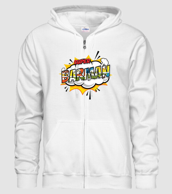 Super Barman model alb pe tricou