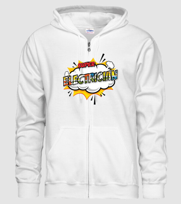 Super Electrician model alb pe tricou