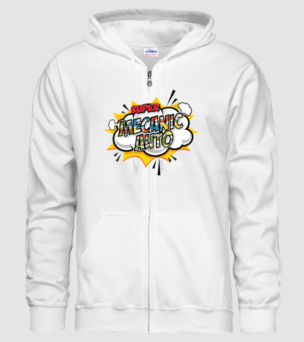 Super mecanic auto model alb pe tricou