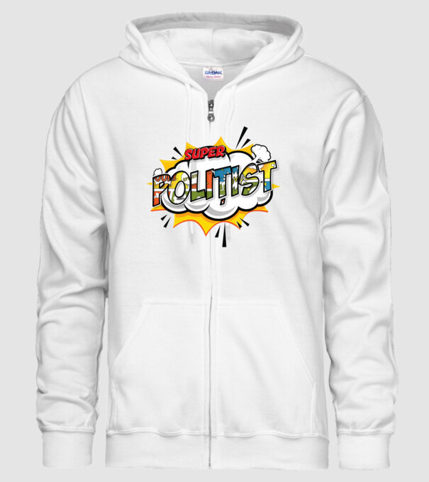 Super Polițist model alb pe tricou